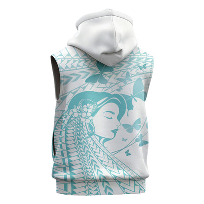 Polynesia Cervical Cancer Support Sleeveless Hoodie Polynesian Women Faith Hope Love