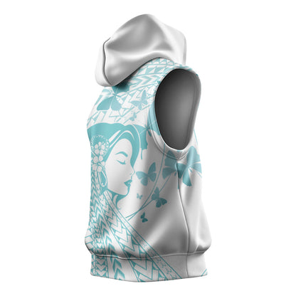Polynesia Cervical Cancer Support Sleeveless Hoodie Polynesian Women Faith Hope Love