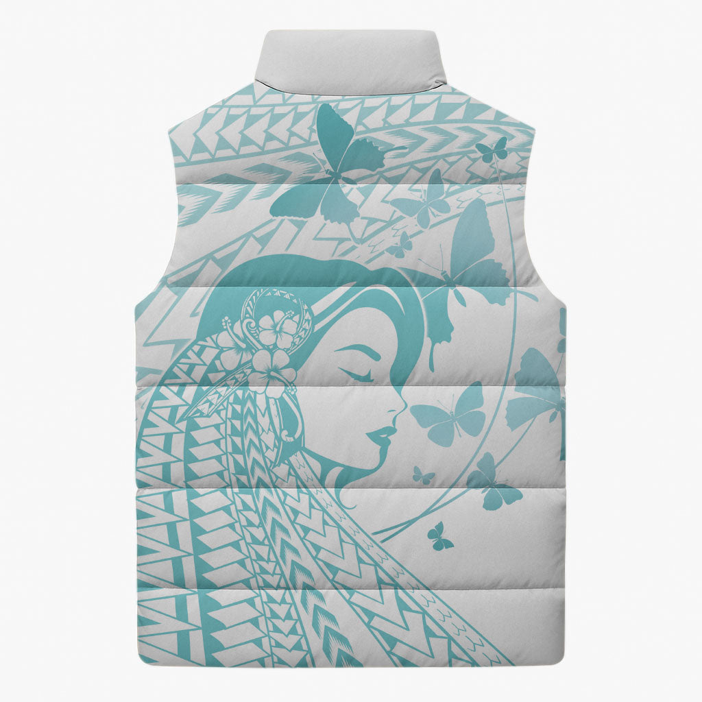 Polynesia Cervical Cancer Support Sleeveless Puffer Jacket Polynesian Women Faith Hope Love