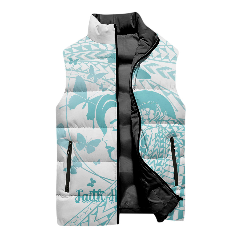 Polynesia Cervical Cancer Support Sleeveless Puffer Jacket Polynesian Women Faith Hope Love
