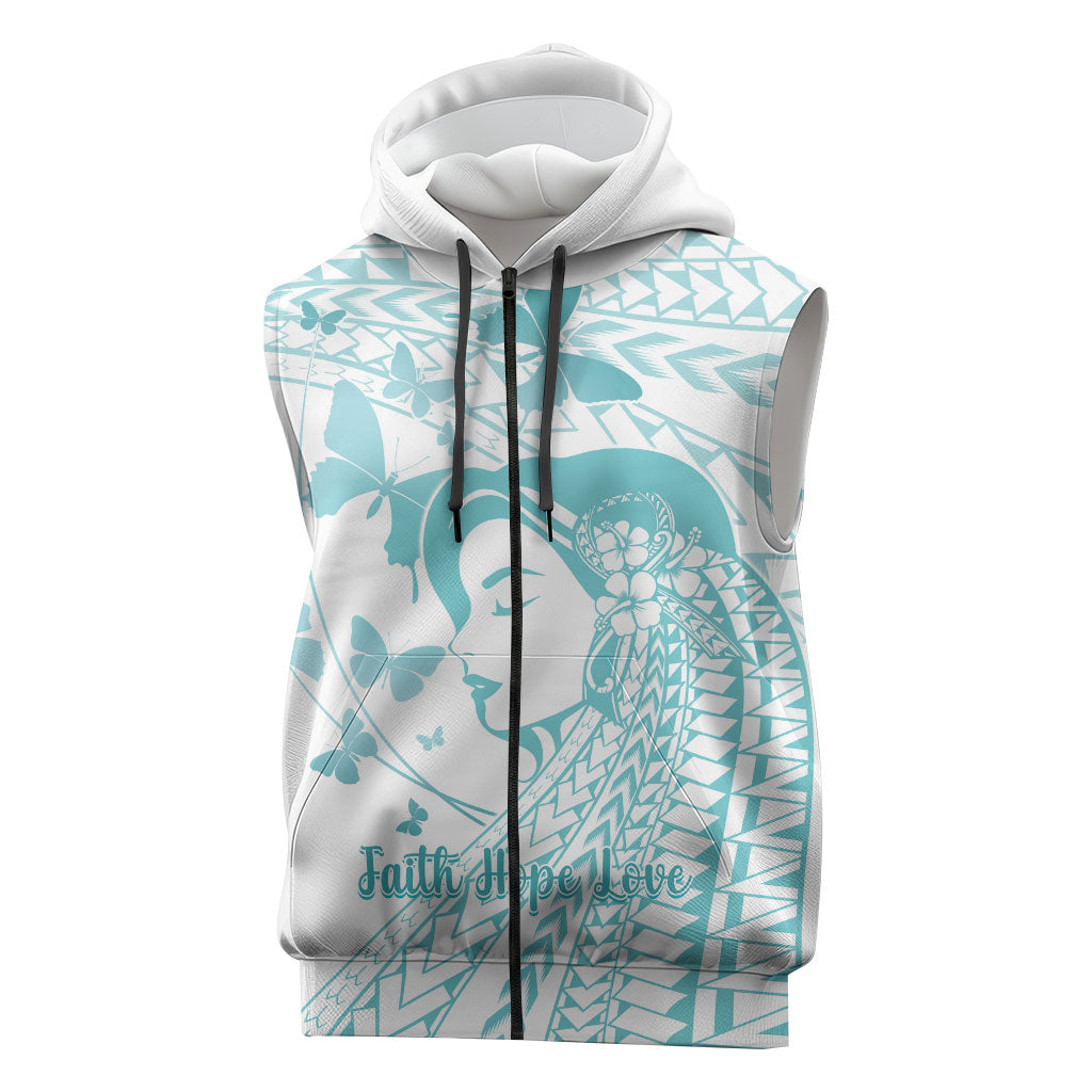 Polynesia Cervical Cancer Support Sleeveless Zip Hoodie Polynesian Women Faith Hope Love