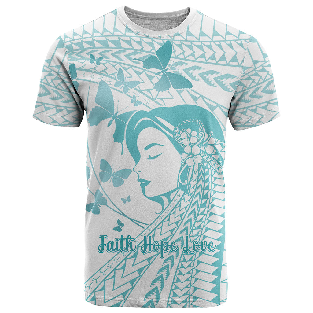 Polynesia Cervical Cancer Support T Shirt Polynesian Women Faith Hope Love