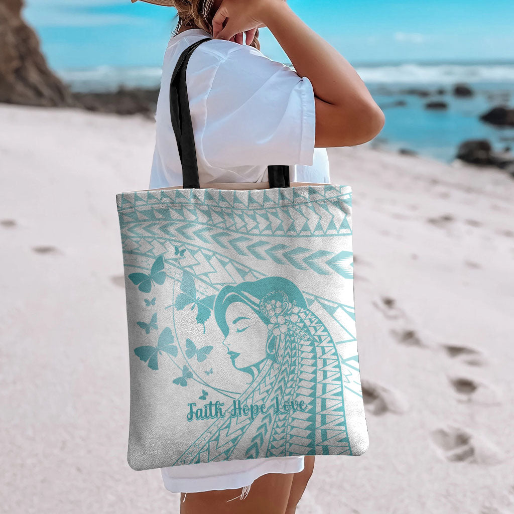 Polynesia Cervical Cancer Support Tote Bag Polynesian Women Faith Hope Love