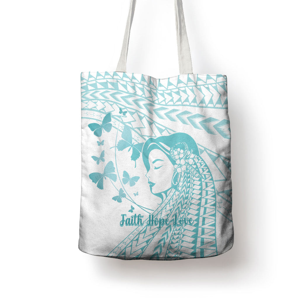 Polynesia Cervical Cancer Support Tote Bag Polynesian Women Faith Hope Love