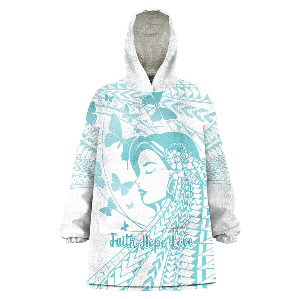 Polynesia Cervical Cancer Support Wearable Blanket Hoodie Polynesian Women Faith Hope Love