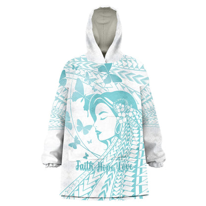 Polynesia Cervical Cancer Support Wearable Blanket Hoodie Polynesian Women Faith Hope Love