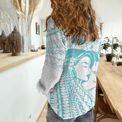 Polynesia Cervical Cancer Support Women Casual Shirt Polynesian Women Faith Hope Love
