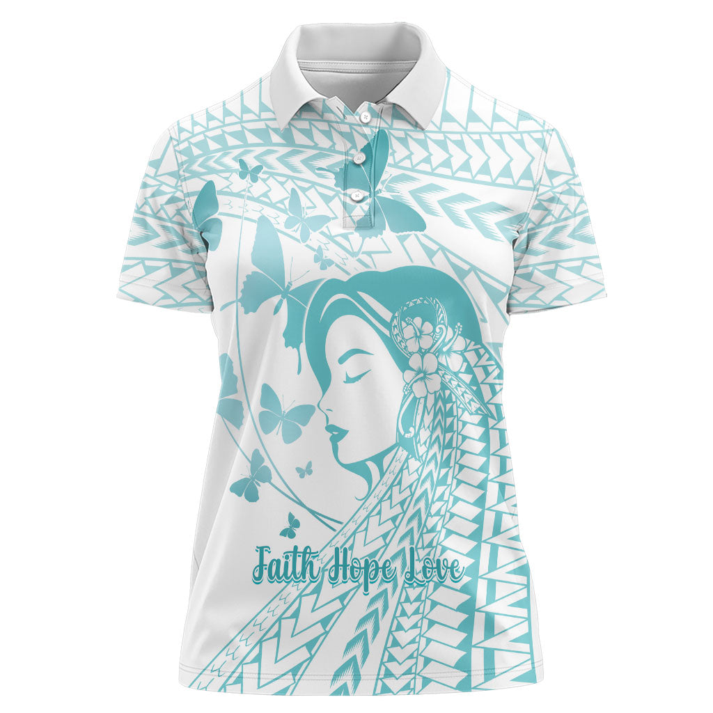 Polynesia Cervical Cancer Support Women Polo Shirt Polynesian Women Faith Hope Love