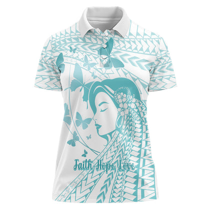 Polynesia Cervical Cancer Support Women Polo Shirt Polynesian Women Faith Hope Love