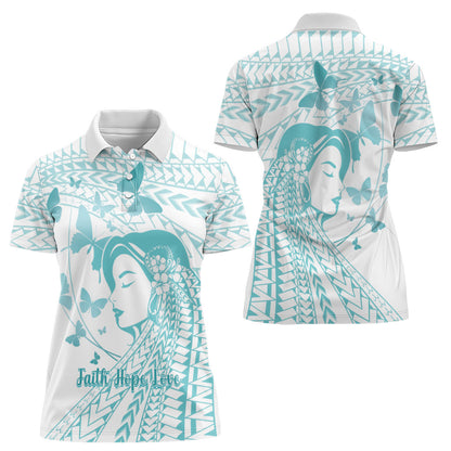 Polynesia Cervical Cancer Support Women Polo Shirt Polynesian Women Faith Hope Love