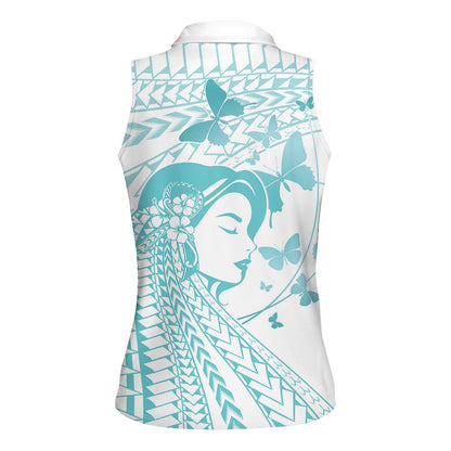 Polynesia Cervical Cancer Support Women Sleeveless Polo Shirt Polynesian Women Faith Hope Love