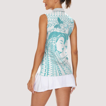 Polynesia Cervical Cancer Support Women Sleeveless Polo Shirt Polynesian Women Faith Hope Love