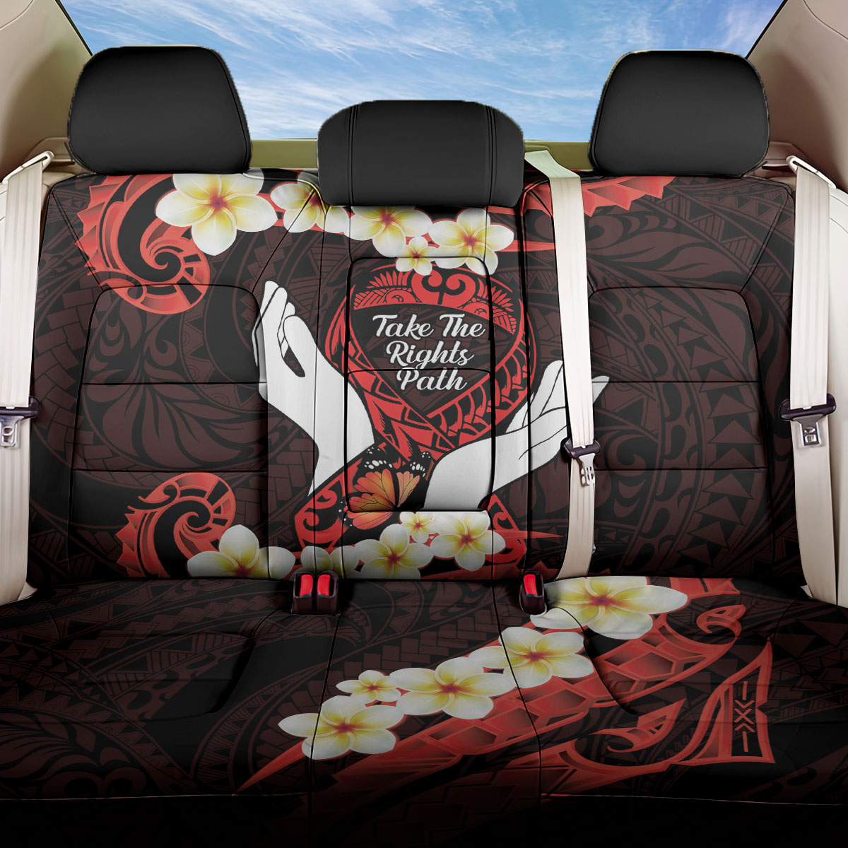 Polynesia AIDS Support Back Car Seat Cover Take The Rights Path Polynesian Pattern