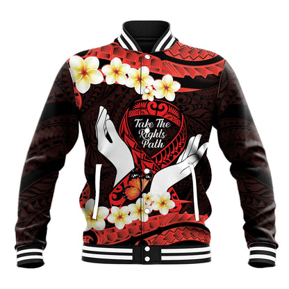 Polynesia AIDS Support Baseball Jacket Take The Rights Path Polynesian Pattern