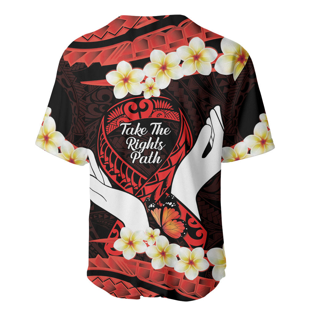 Polynesia AIDS Support Baseball Jersey Take The Rights Path Polynesian Pattern