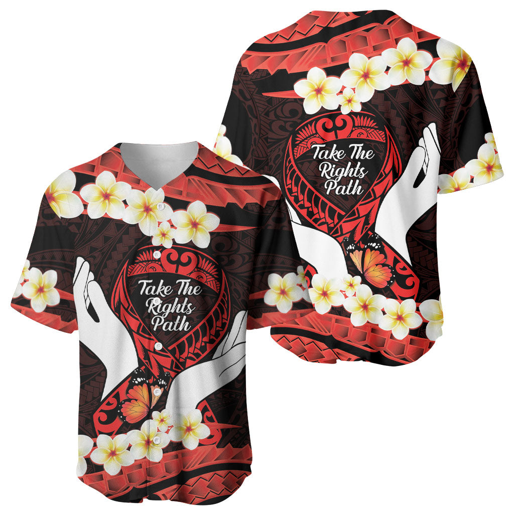Polynesia AIDS Support Baseball Jersey Take The Rights Path Polynesian Pattern