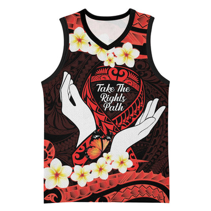 Polynesia AIDS Support Basketball Jersey Take The Rights Path Polynesian Pattern