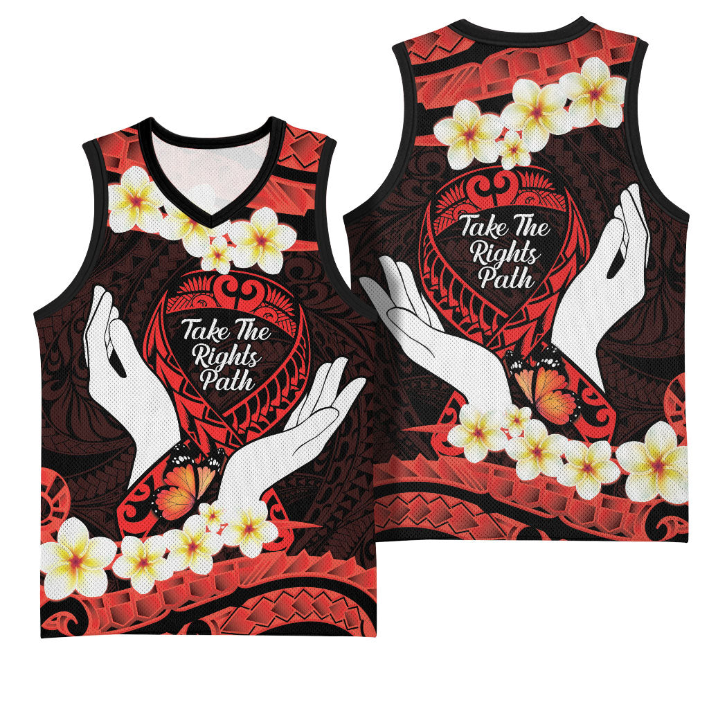 Polynesia AIDS Support Basketball Jersey Take The Rights Path Polynesian Pattern