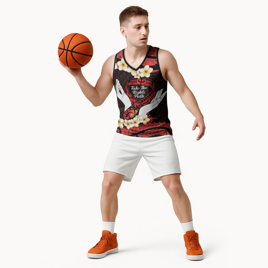 Polynesia AIDS Support Basketball Jersey Take The Rights Path Polynesian Pattern