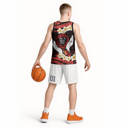 Polynesia AIDS Support Basketball Jersey Take The Rights Path Polynesian Pattern