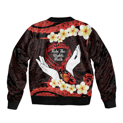 Polynesia AIDS Support Bomber Jacket Take The Rights Path Polynesian Pattern
