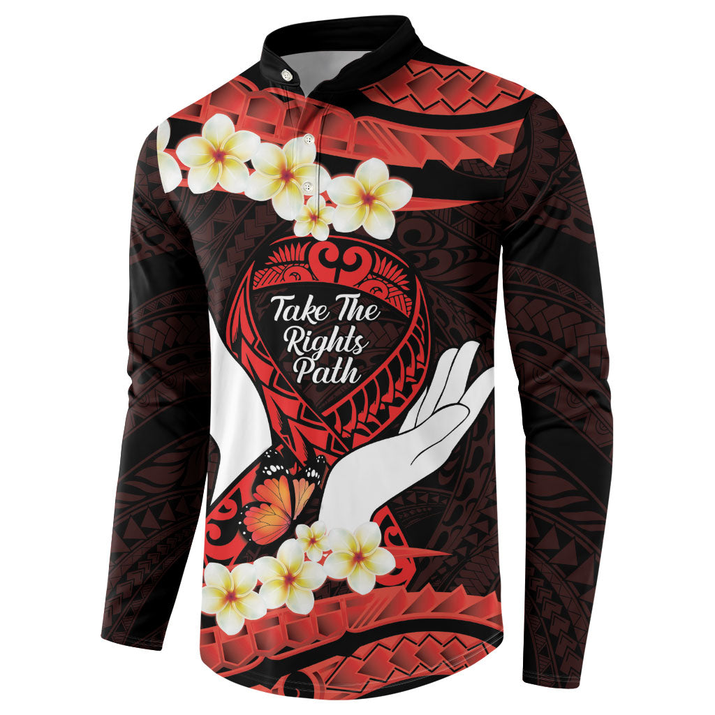 Polynesia AIDS Support Button Sweatshirt Take The Rights Path Polynesian Pattern