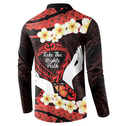 Polynesia AIDS Support Button Sweatshirt Take The Rights Path Polynesian Pattern