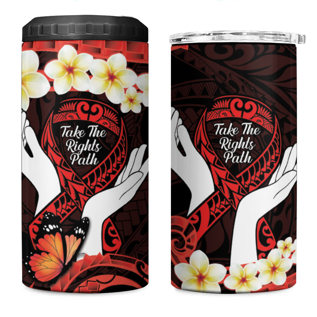 Polynesia AIDS Support 4 in 1 Can Cooler Tumbler Take The Rights Path Polynesian Pattern