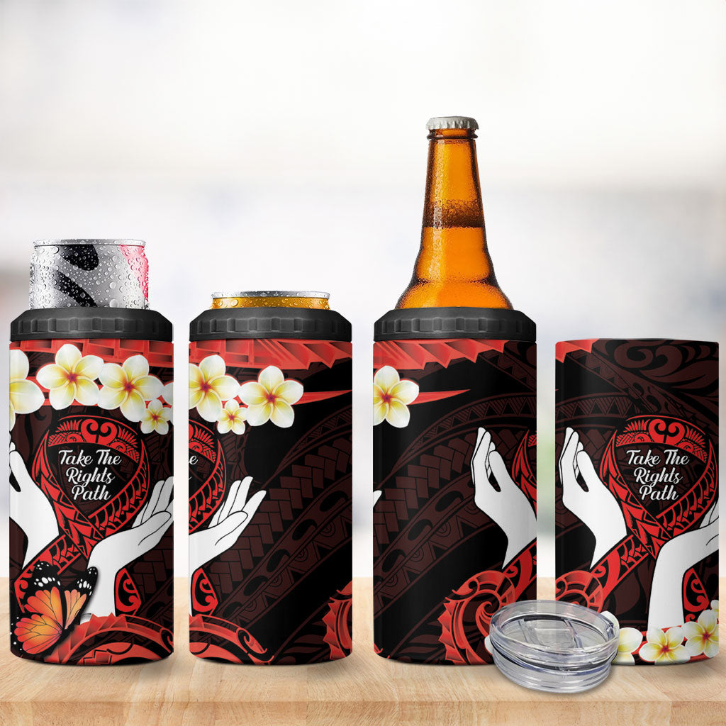 Polynesia AIDS Support 4 in 1 Can Cooler Tumbler Take The Rights Path Polynesian Pattern
