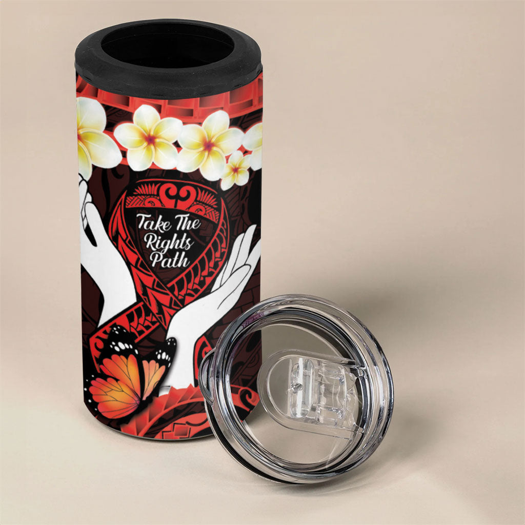 Polynesia AIDS Support 4 in 1 Can Cooler Tumbler Take The Rights Path Polynesian Pattern