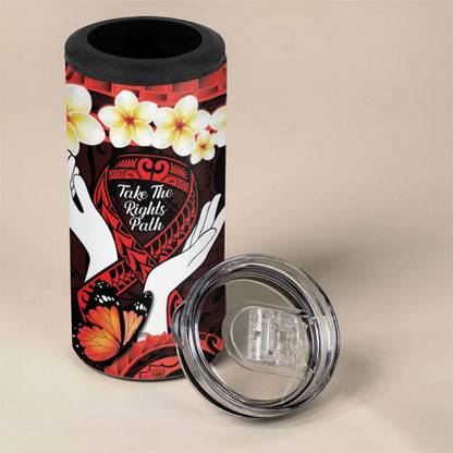 Polynesia AIDS Support 4 in 1 Can Cooler Tumbler Take The Rights Path Polynesian Pattern