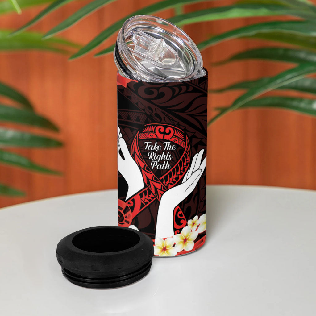 Polynesia AIDS Support 4 in 1 Can Cooler Tumbler Take The Rights Path Polynesian Pattern