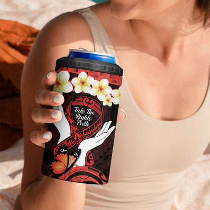 Polynesia AIDS Support 4 in 1 Can Cooler Tumbler Take The Rights Path Polynesian Pattern