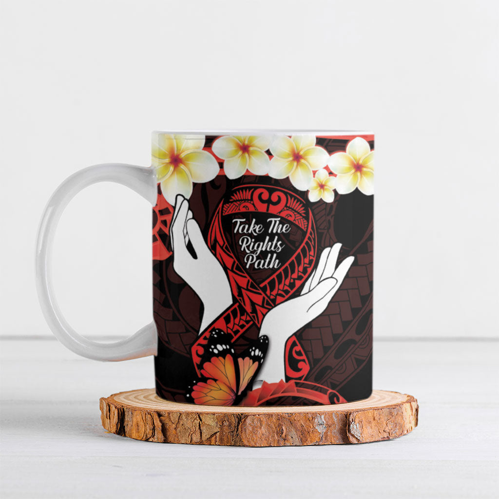 Polynesia AIDS Support Ceramic Mug Take The Rights Path Polynesian Pattern