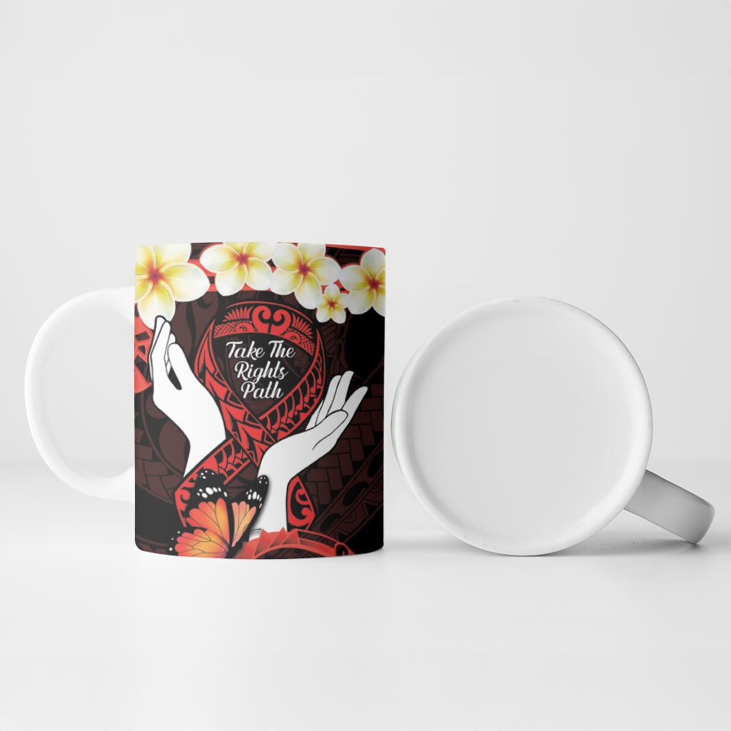 Polynesia AIDS Support Ceramic Mug Take The Rights Path Polynesian Pattern