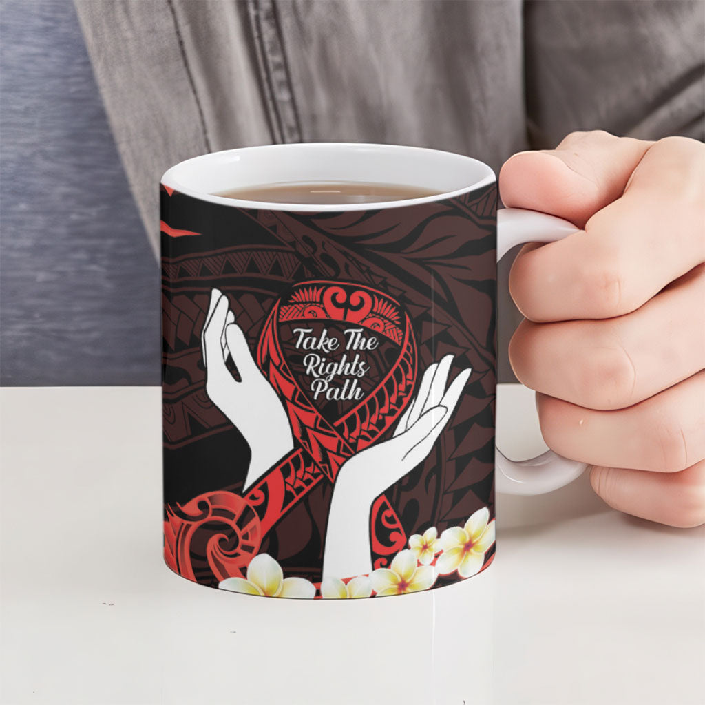 Polynesia AIDS Support Ceramic Mug Take The Rights Path Polynesian Pattern