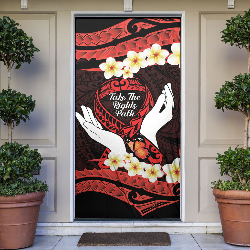 Polynesia AIDS Support Door Cover Take The Rights Path Polynesian Pattern