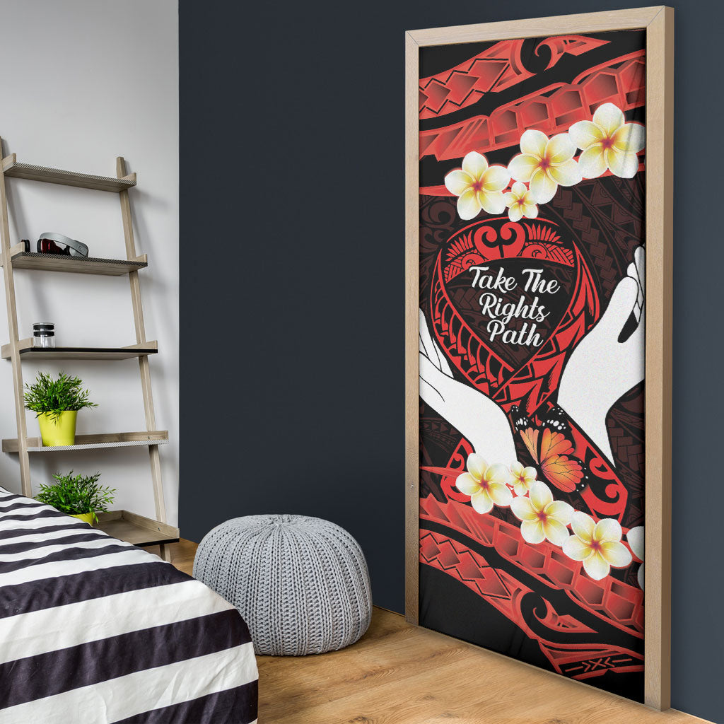 Polynesia AIDS Support Door Cover Take The Rights Path Polynesian Pattern
