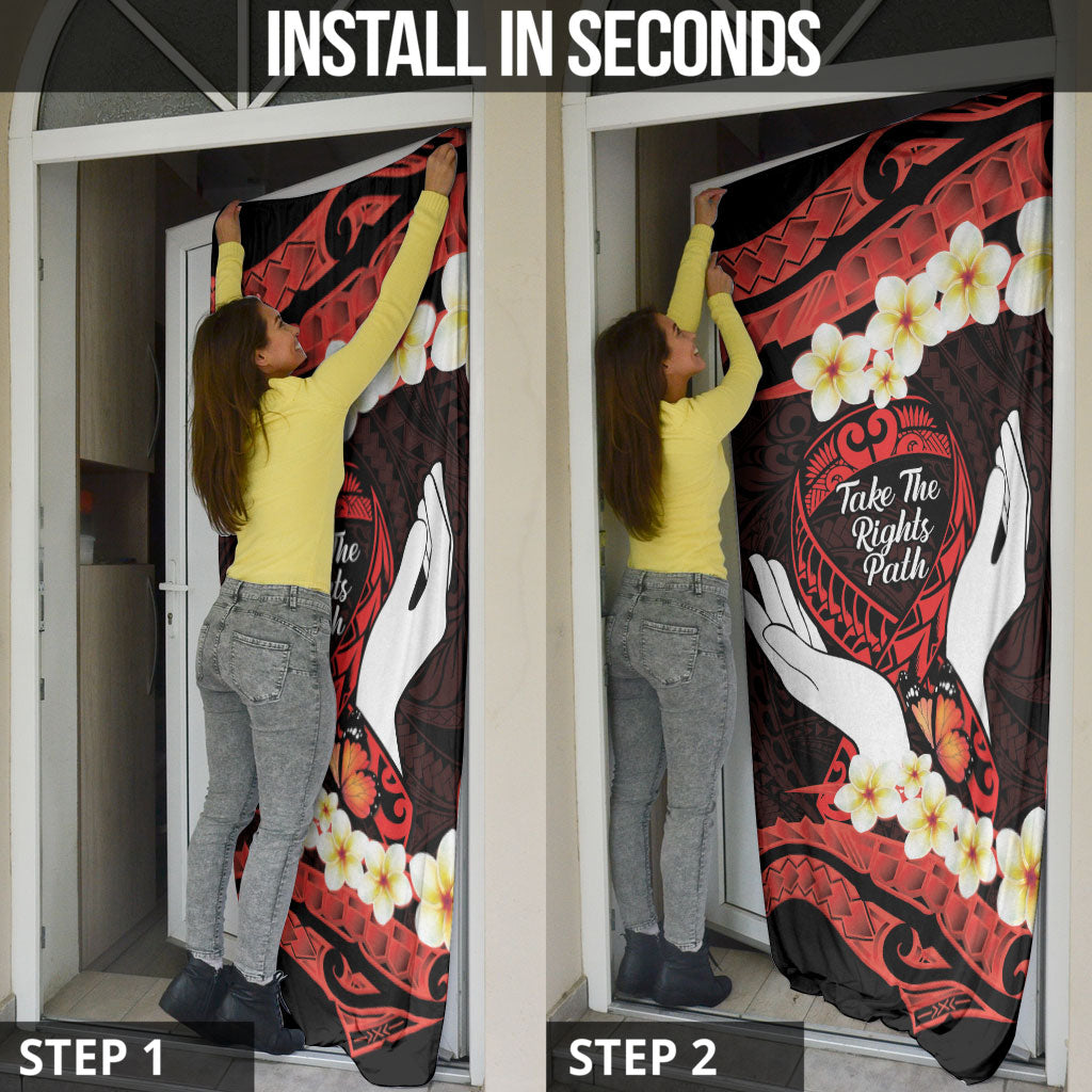 Polynesia AIDS Support Door Cover Take The Rights Path Polynesian Pattern
