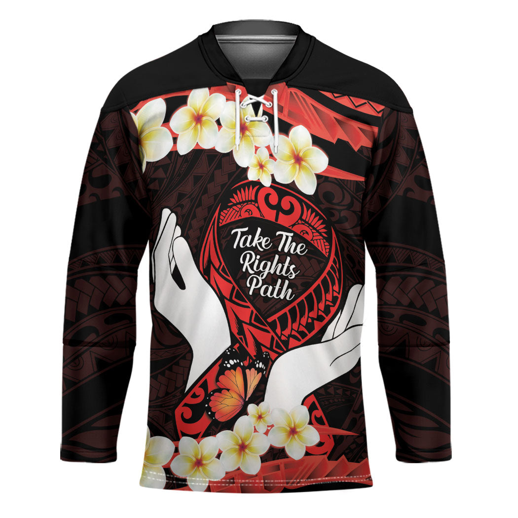 Polynesia AIDS Support Hockey Jersey Take The Rights Path Polynesian Pattern
