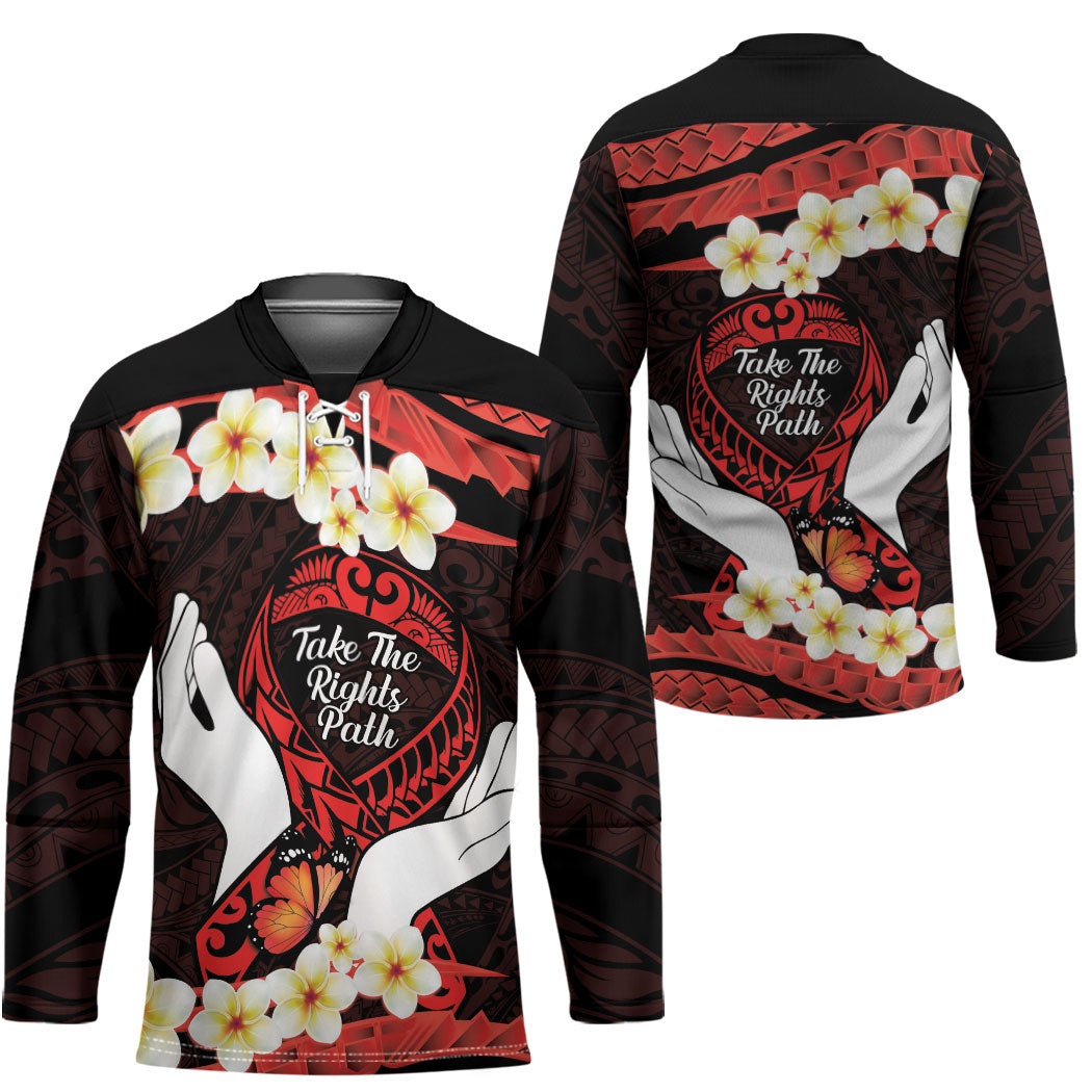 Polynesia AIDS Support Hockey Jersey Take The Rights Path Polynesian Pattern