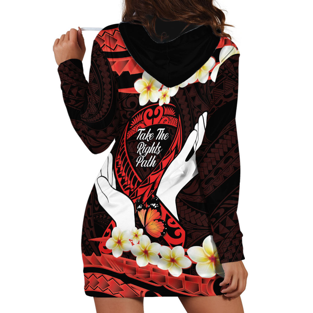 Polynesia AIDS Support Hoodie Dress Take The Rights Path Polynesian Pattern