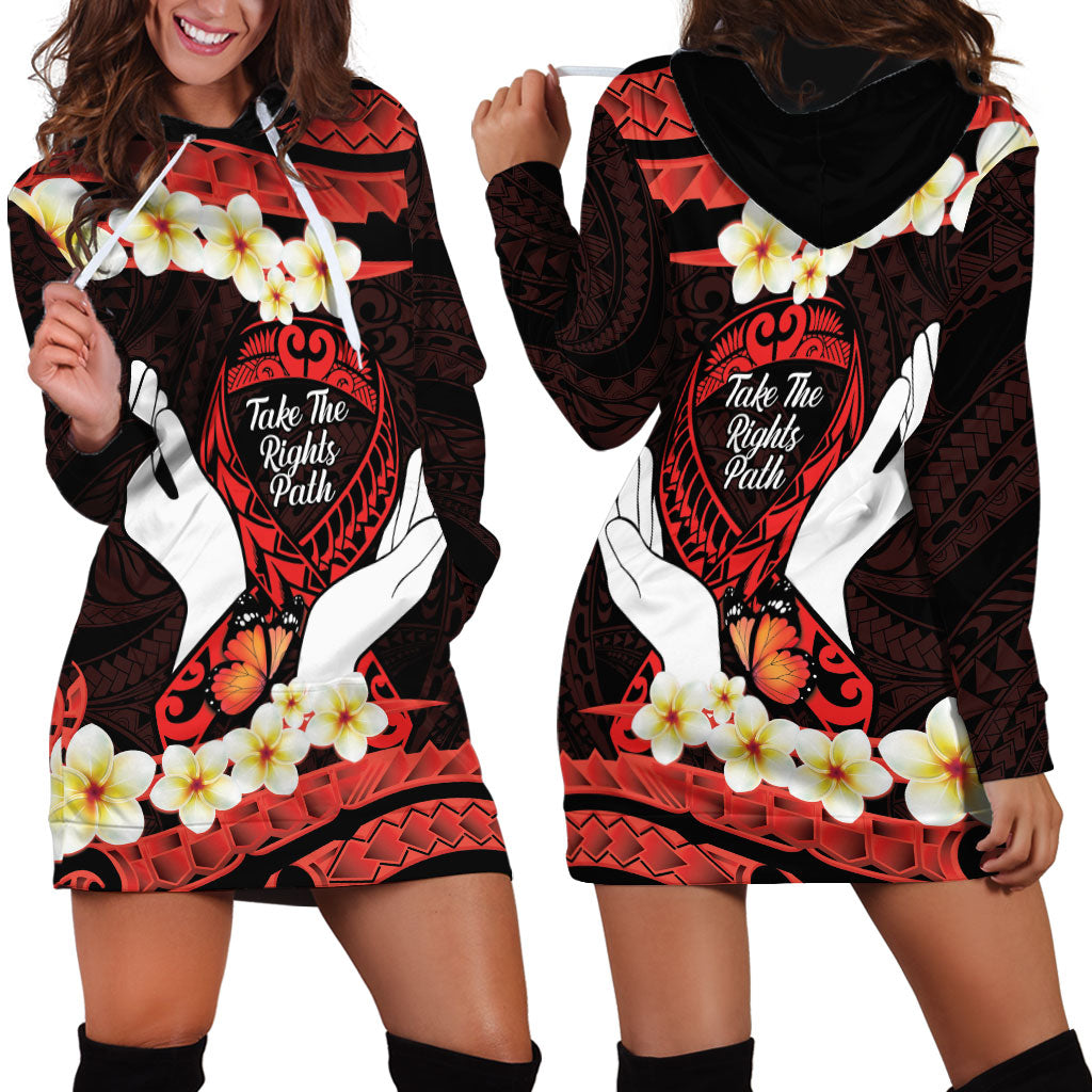 Polynesia AIDS Support Hoodie Dress Take The Rights Path Polynesian Pattern