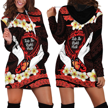 Polynesia AIDS Support Hoodie Dress Take The Rights Path Polynesian Pattern