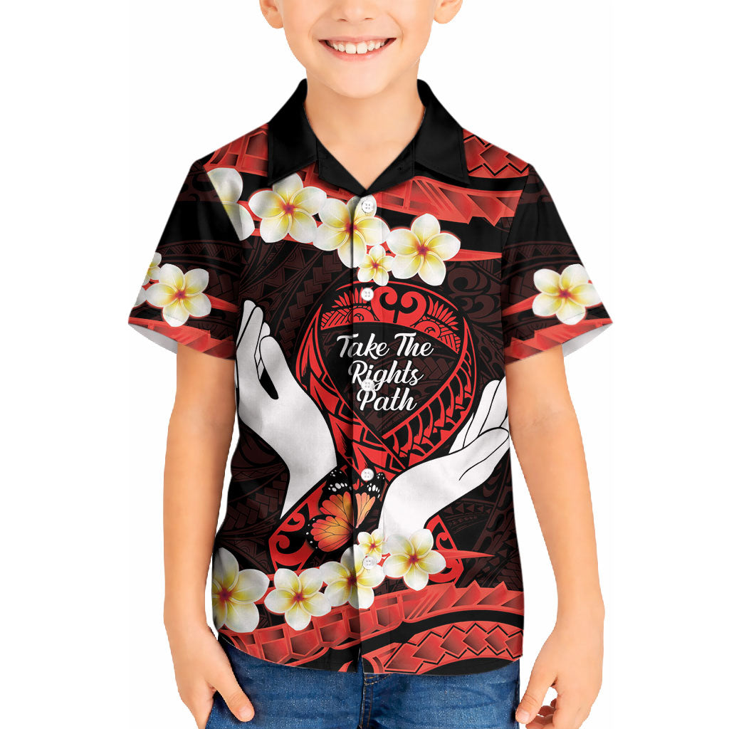 Polynesia AIDS Support Kid Hawaiian Shirt Take The Rights Path Polynesian Pattern
