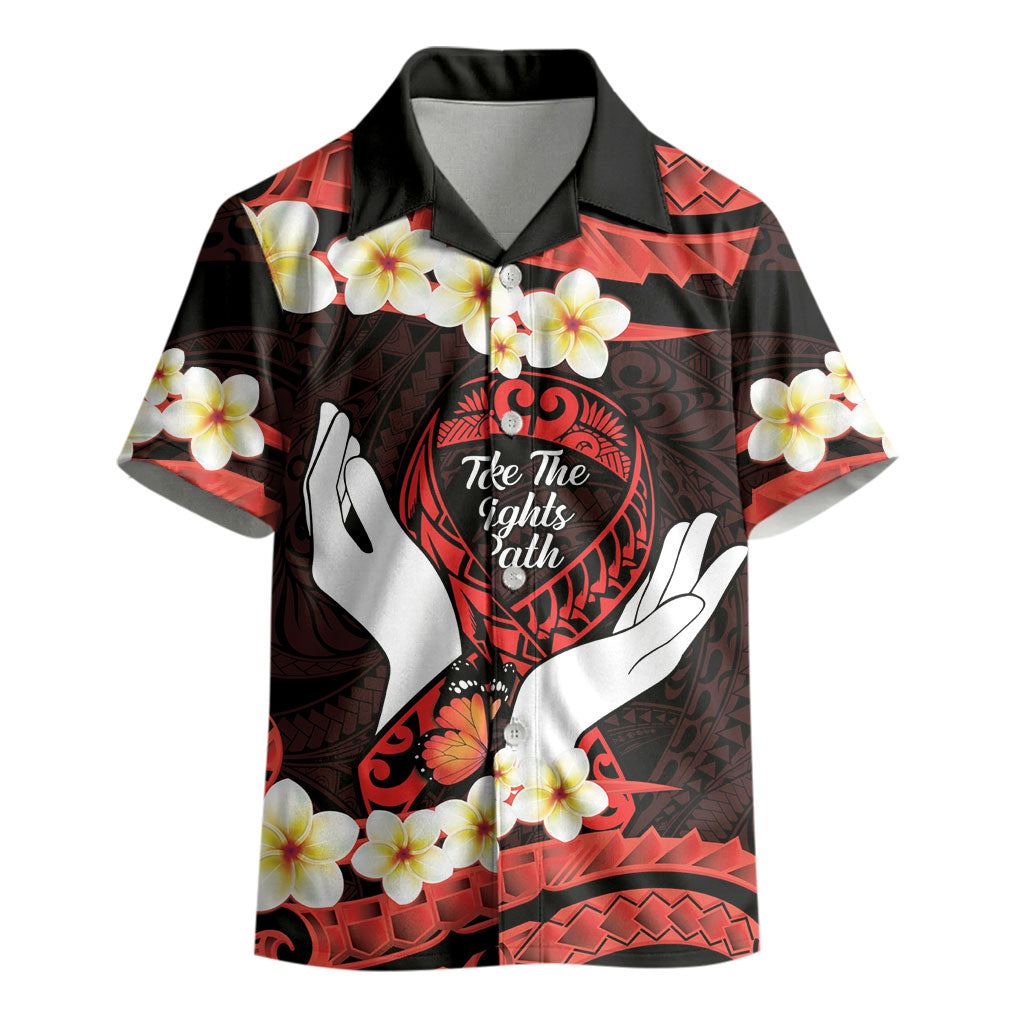 Polynesia AIDS Support Kid Hawaiian Shirt Take The Rights Path Polynesian Pattern