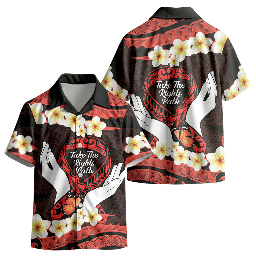Polynesia AIDS Support Kid Hawaiian Shirt Take The Rights Path Polynesian Pattern