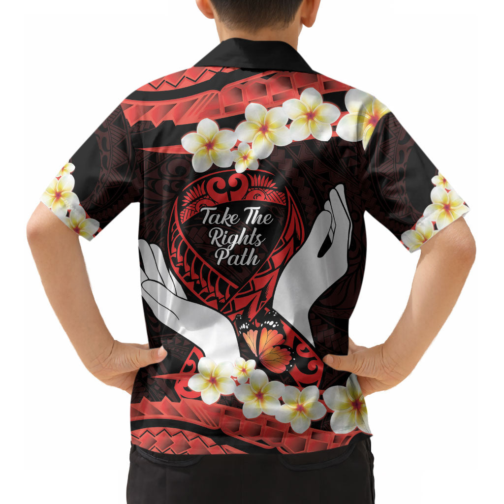 Polynesia AIDS Support Kid Hawaiian Shirt Take The Rights Path Polynesian Pattern