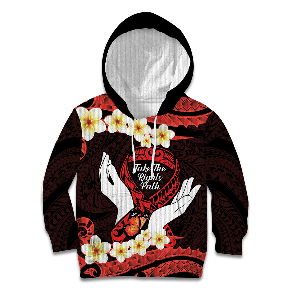 Polynesia AIDS Support Kid Hoodie Take The Rights Path Polynesian Pattern