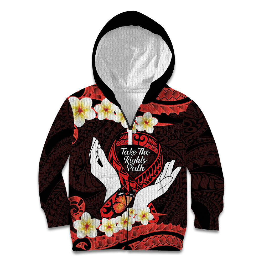Polynesia AIDS Support Kid Hoodie Take The Rights Path Polynesian Pattern